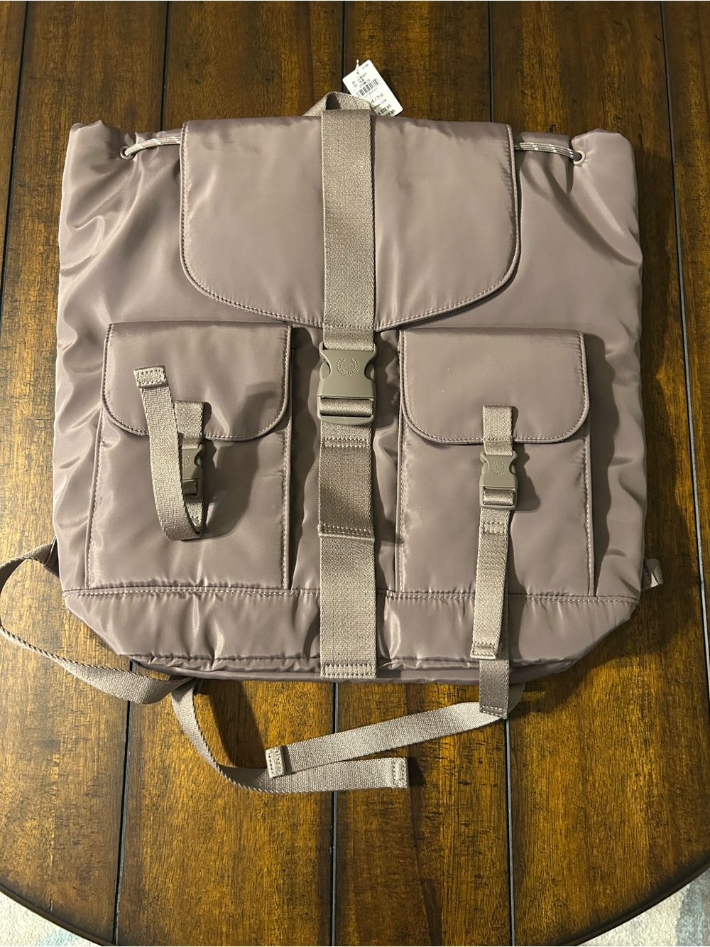 PINK Victoria's Secret Mauve-Taupe Nylon Backpack with Front Buckles